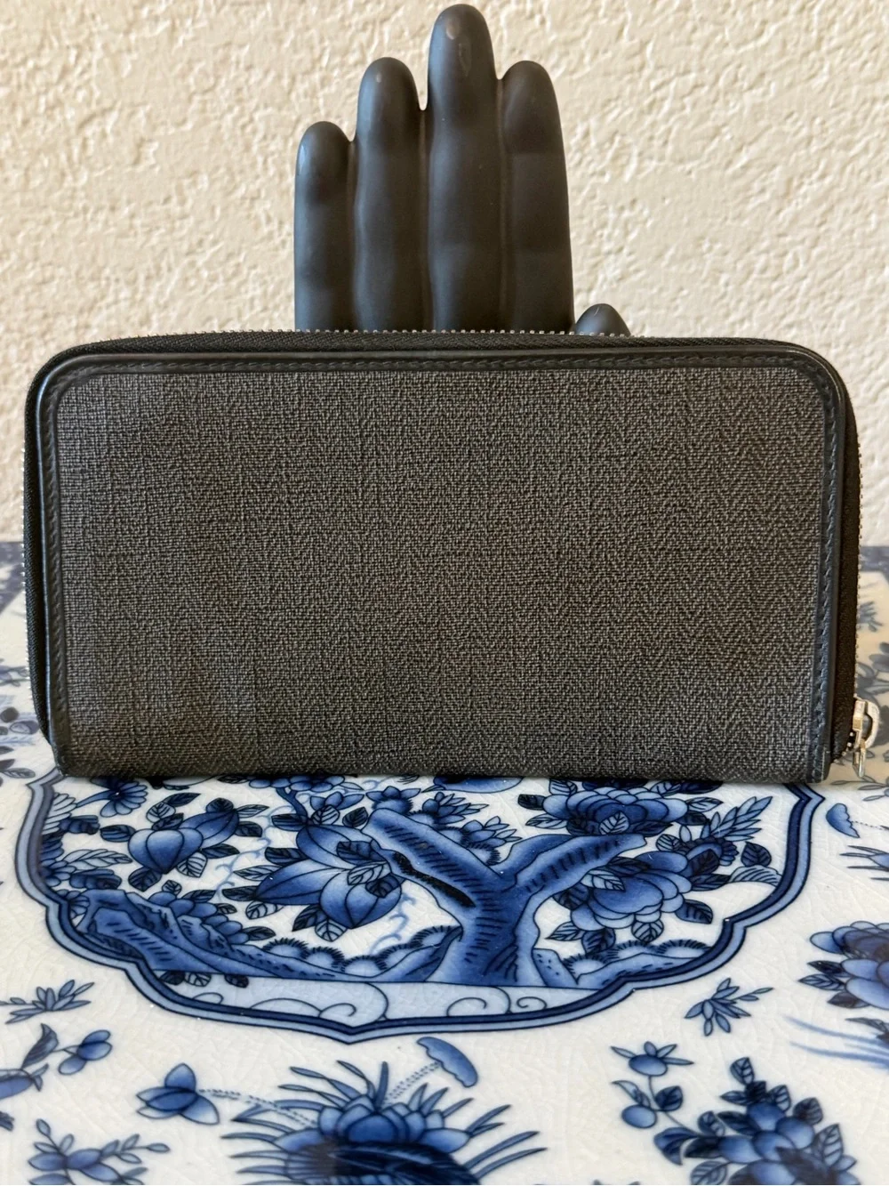 BVLGARI Gray Zip Around Wallet